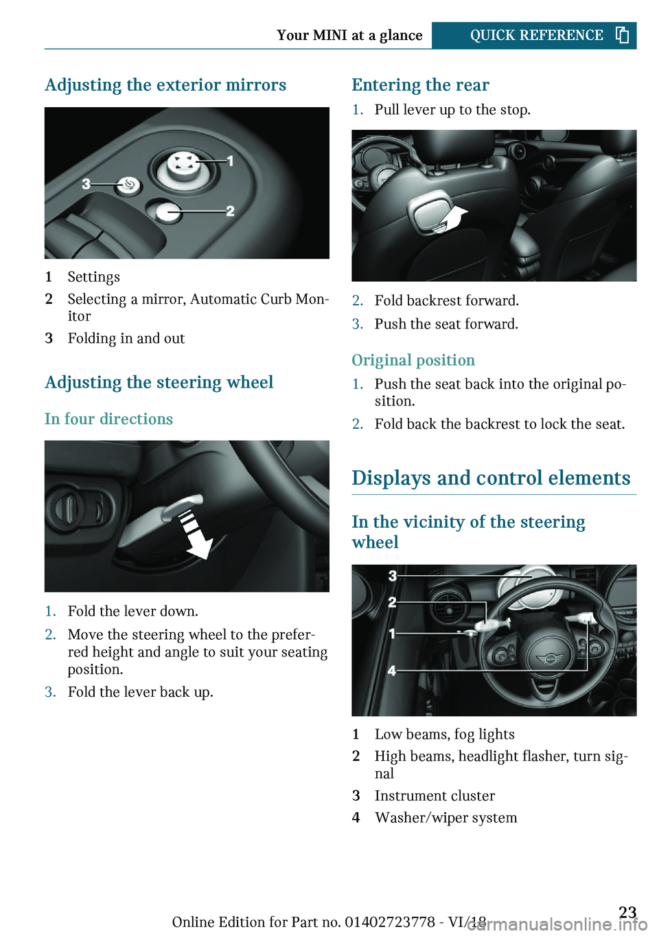 MINI COOPER CONVERTIBLE 2019 Owners Manual ��