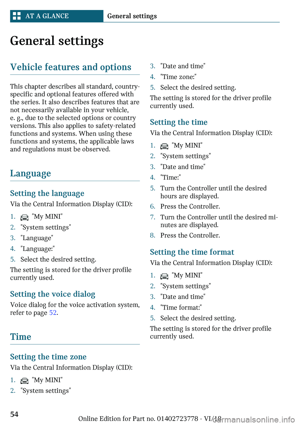 MINI COOPER CONVERTIBLE 2019 Workshop Manual �G�