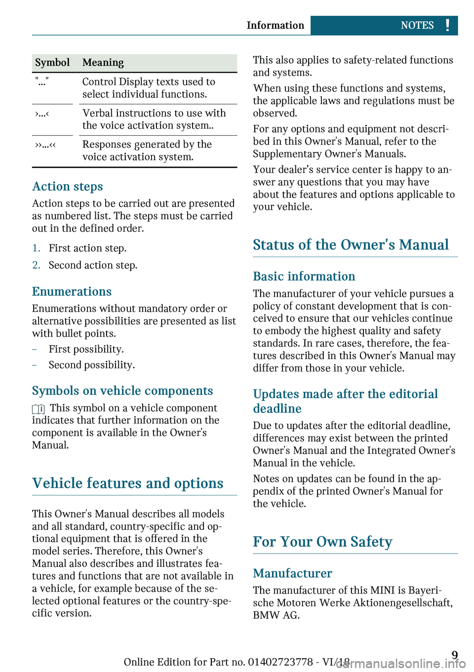 MINI COOPER CONVERTIBLE 2019  Owners Manual �d�m�b�