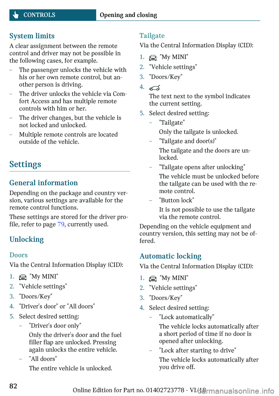 MINI COOPER CONVERTIBLE 2019 Manual Online �d�