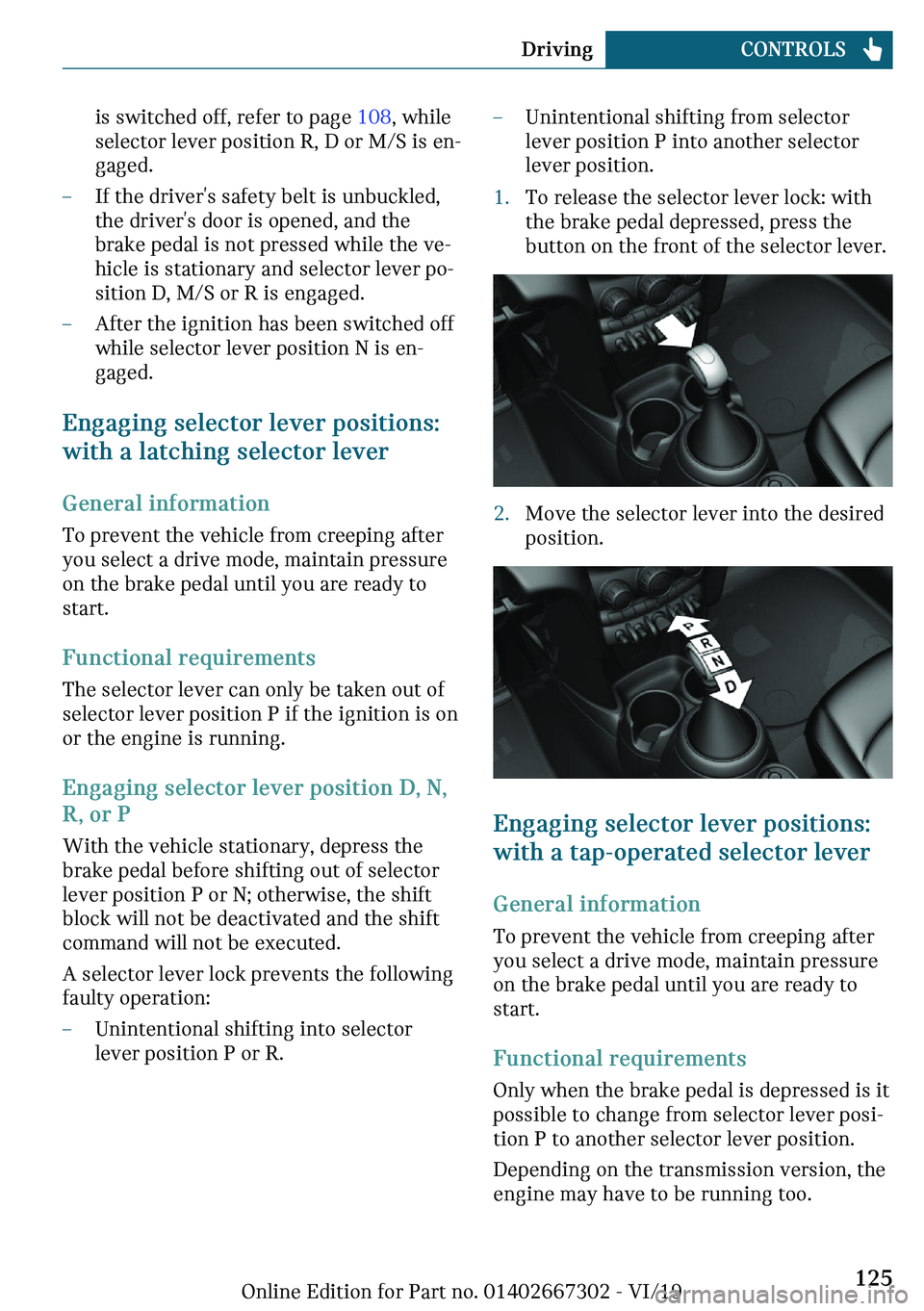 MINI COOPER CONVERTIBLE 2020  Owners Manual �