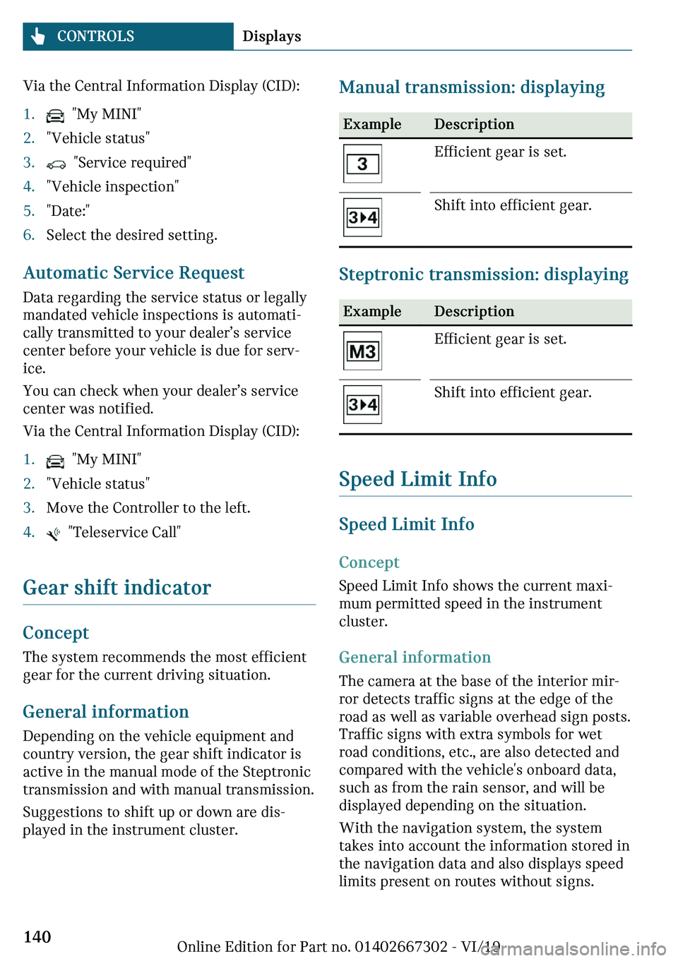 MINI COOPER CONVERTIBLE 2020  Owners Manual �V�