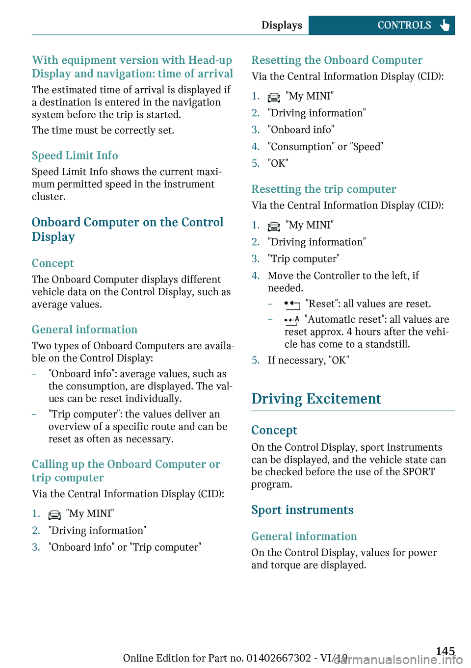 MINI COOPER CONVERTIBLE 2020  Owners Manual �W�