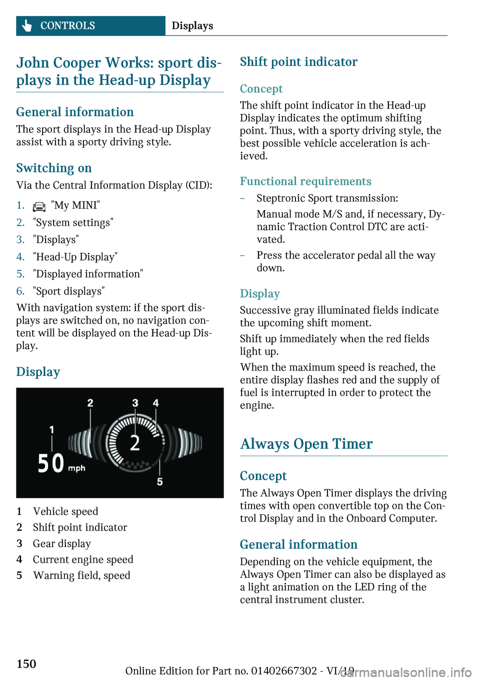 MINI COOPER CONVERTIBLE 2020  Owners Manual �9�