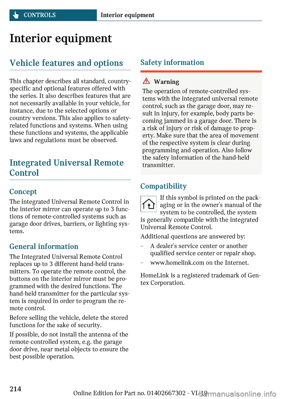 MINI COOPER CONVERTIBLE 2020  Owners Manual �-�n�