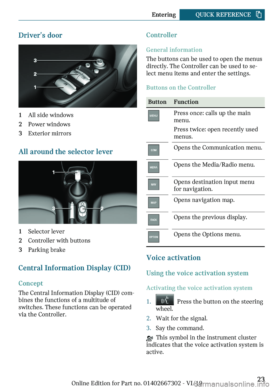 MINI COOPER CONVERTIBLE 2020 Owners Manual ��r�