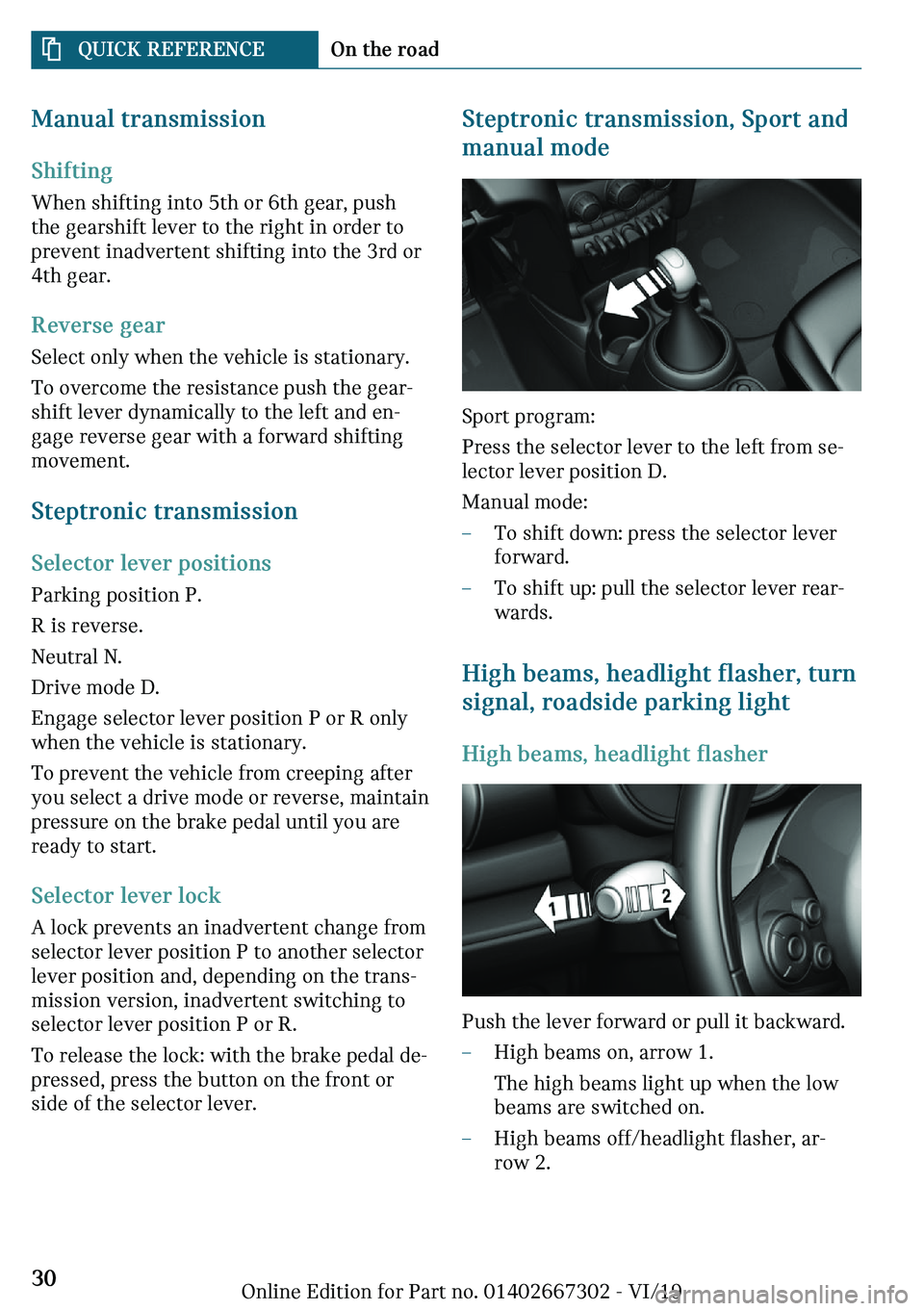 MINI COOPER CONVERTIBLE 2020 Owners Manual �M�