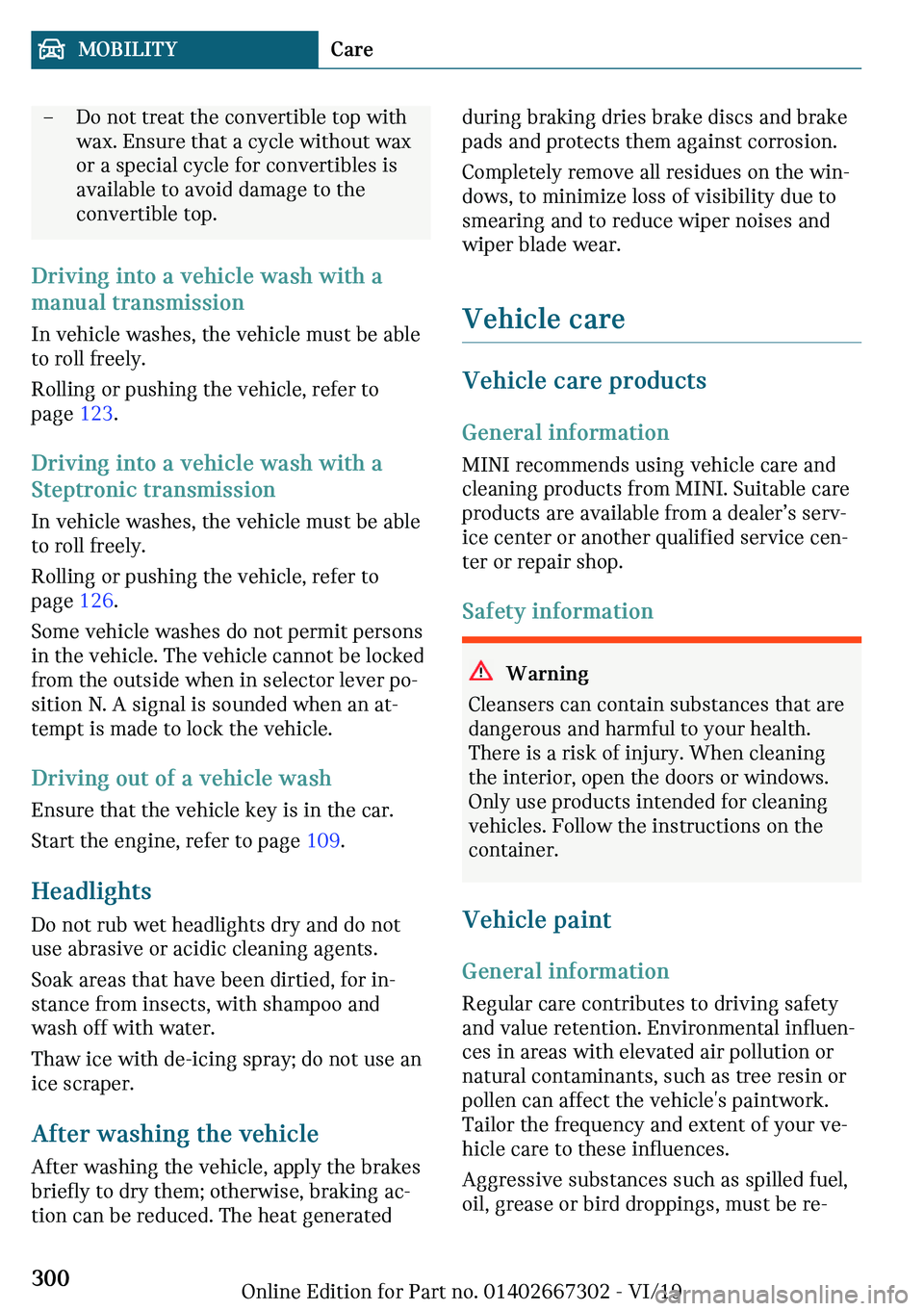 MINI COOPER CONVERTIBLE 2020  Owners Manual 