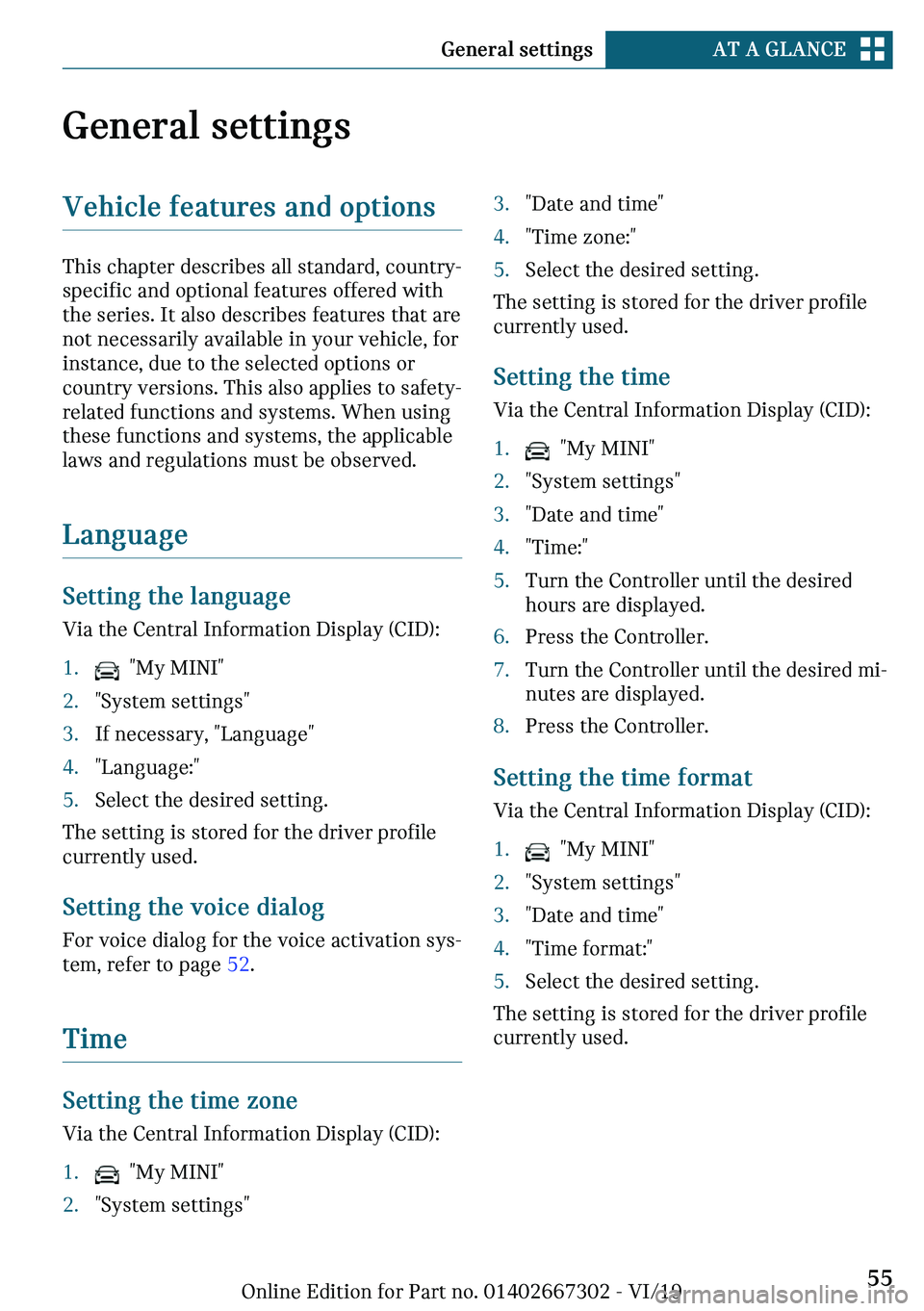 MINI COOPER CONVERTIBLE 2020 Workshop Manual �G�