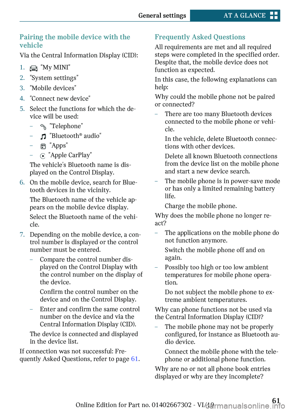 MINI COOPER CONVERTIBLE 2020 Repair Manual �\�