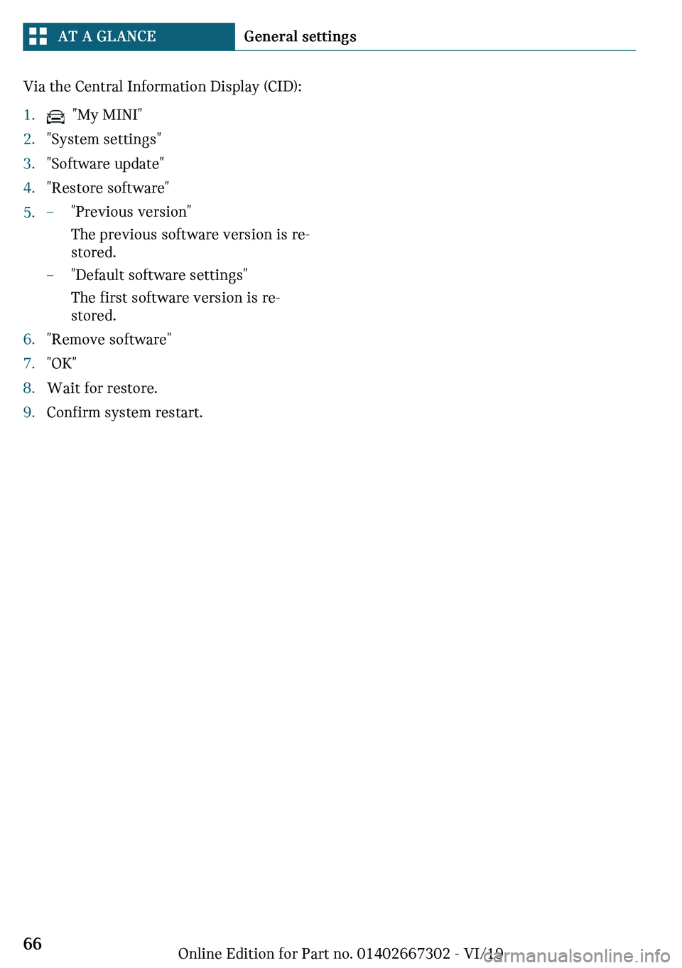 MINI COOPER CONVERTIBLE 2020 Repair Manual �V�