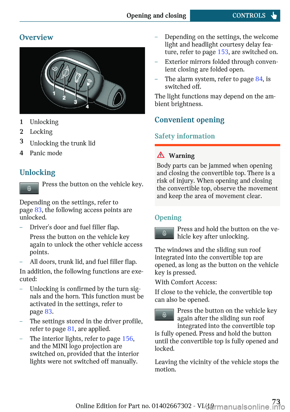 MINI COOPER CONVERTIBLE 2020 Manual PDF �O	�
