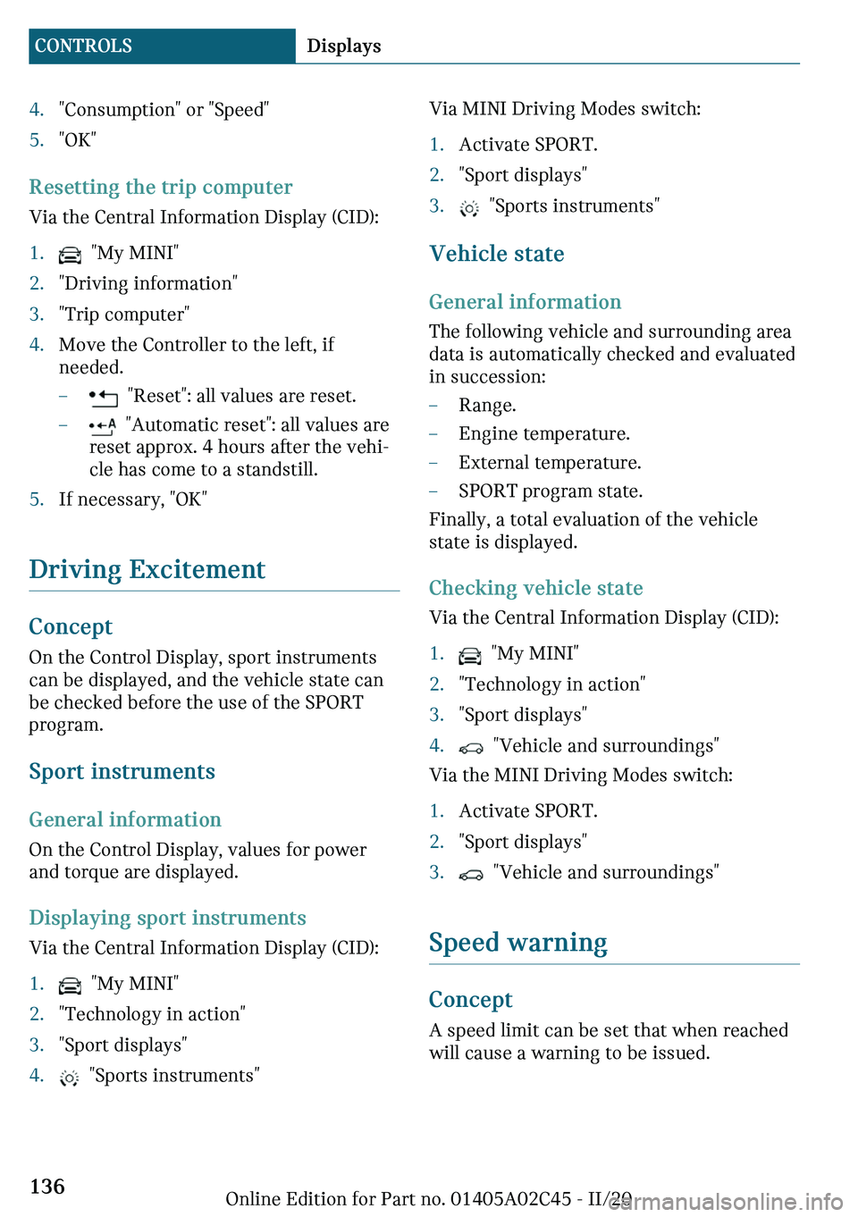 MINI COOPER CONVERTIBLE 2021  Owners Manual c
