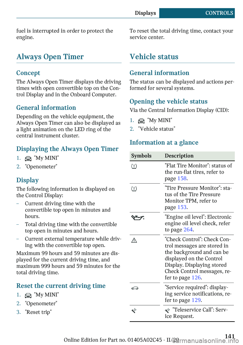 MINI COOPER CONVERTIBLE 2021  Owners Manual �f�