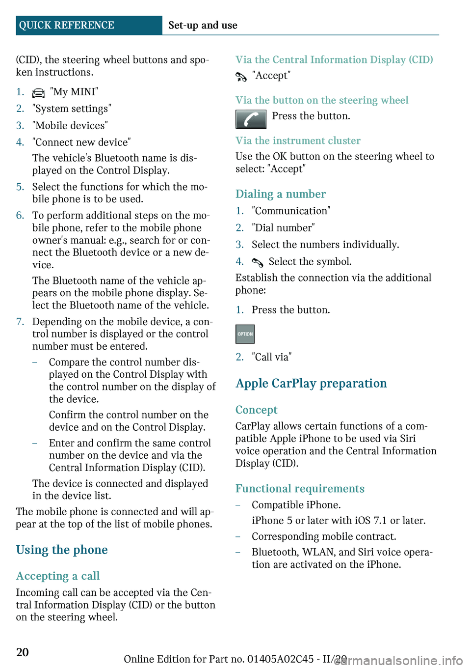 MINI COOPER CONVERTIBLE 2021 User Guide 