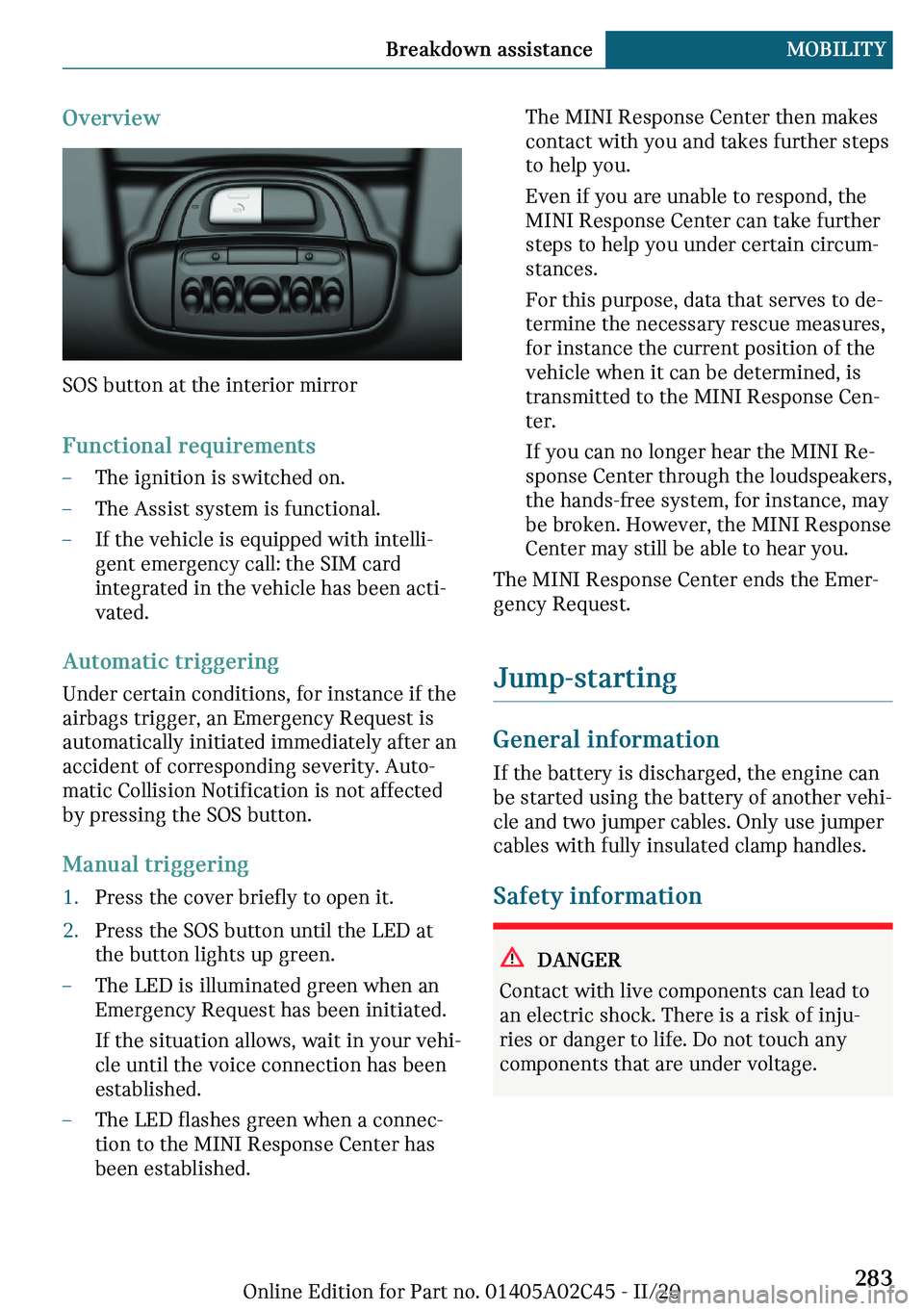 MINI COOPER CONVERTIBLE 2021  Owners Manual �O	�
