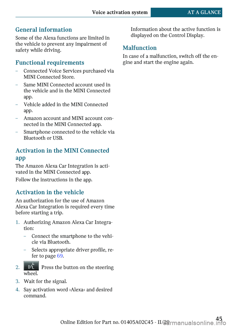 MINI COOPER CONVERTIBLE 2021 Service Manual �G�