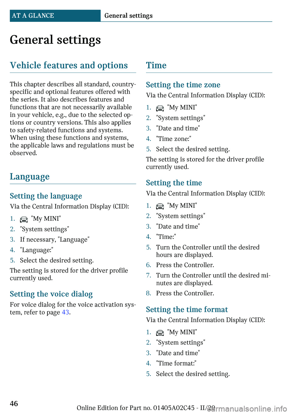 MINI COOPER CONVERTIBLE 2021 Service Manual �G�