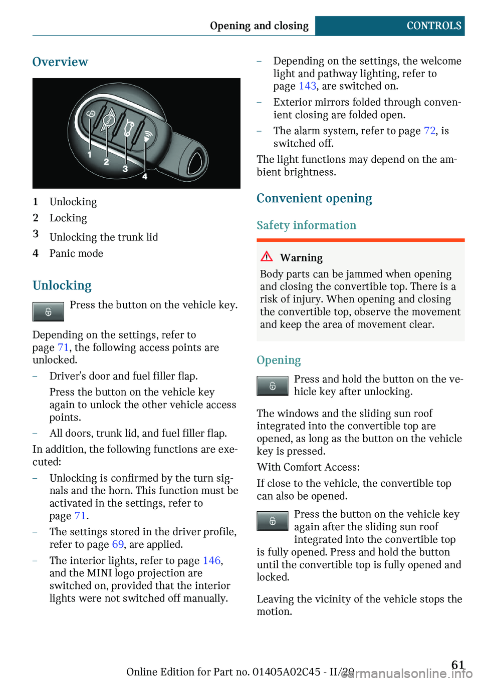 MINI COOPER CONVERTIBLE 2021 Repair Manual �O	�