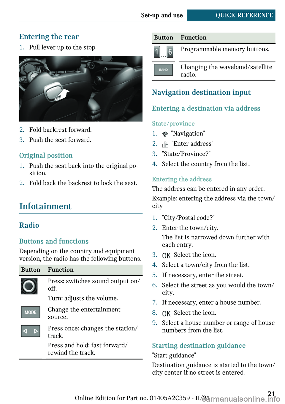 MINI COOPER CONVERTIBLE 2022 Owners Manual ��n�
