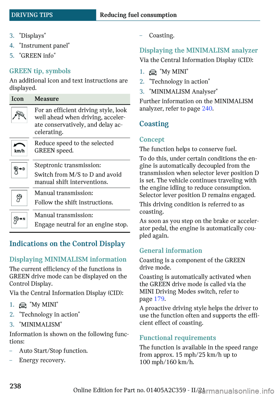 MINI COOPER CONVERTIBLE 2022  Owners Manual c