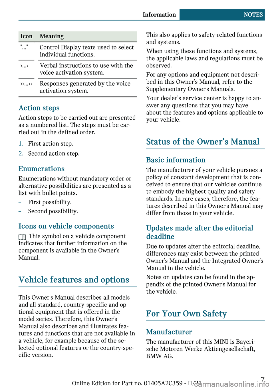 MINI COOPER CONVERTIBLE 2022  Owners Manual �-�c�