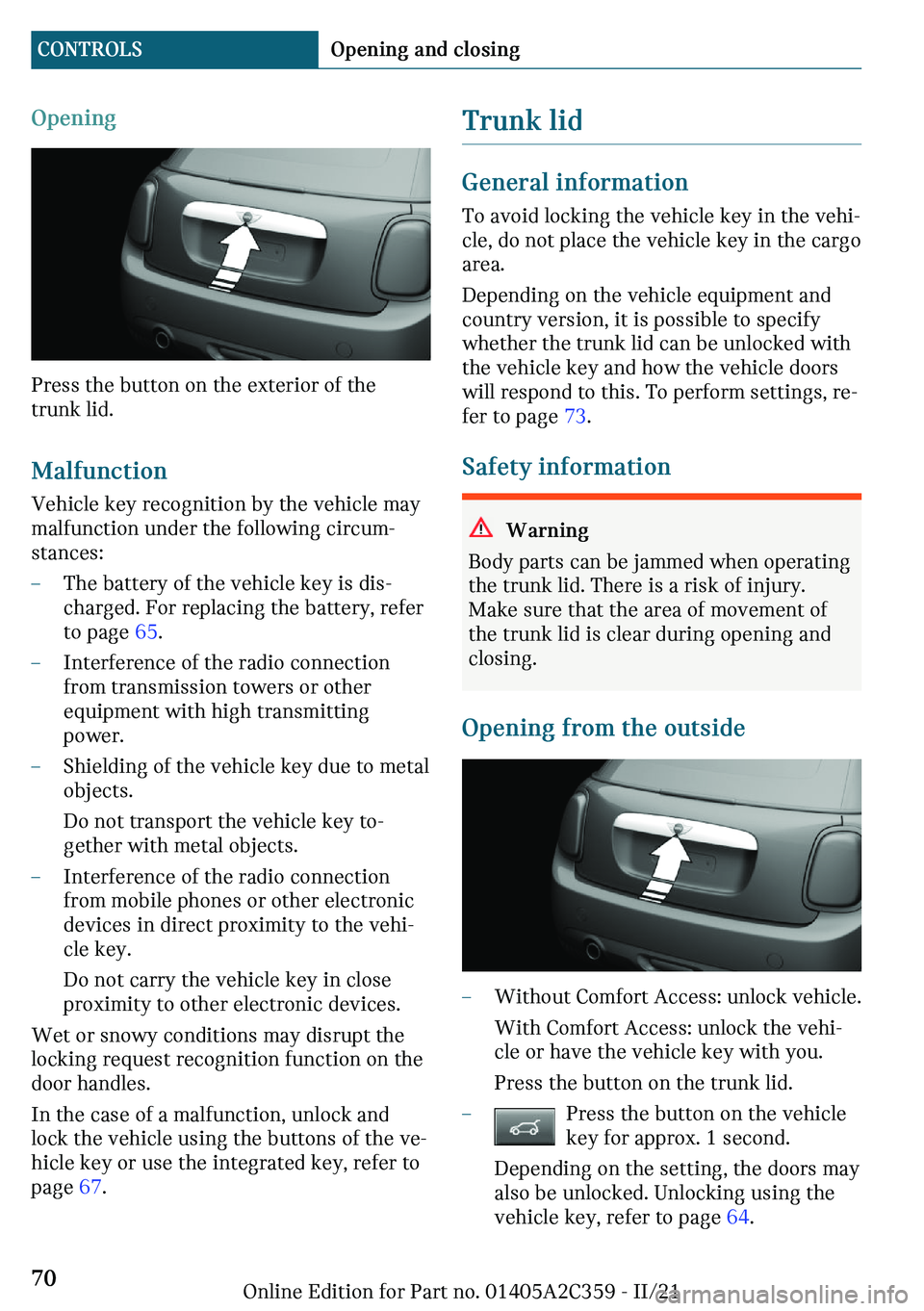 MINI COOPER CONVERTIBLE 2022 Repair Manual �O�