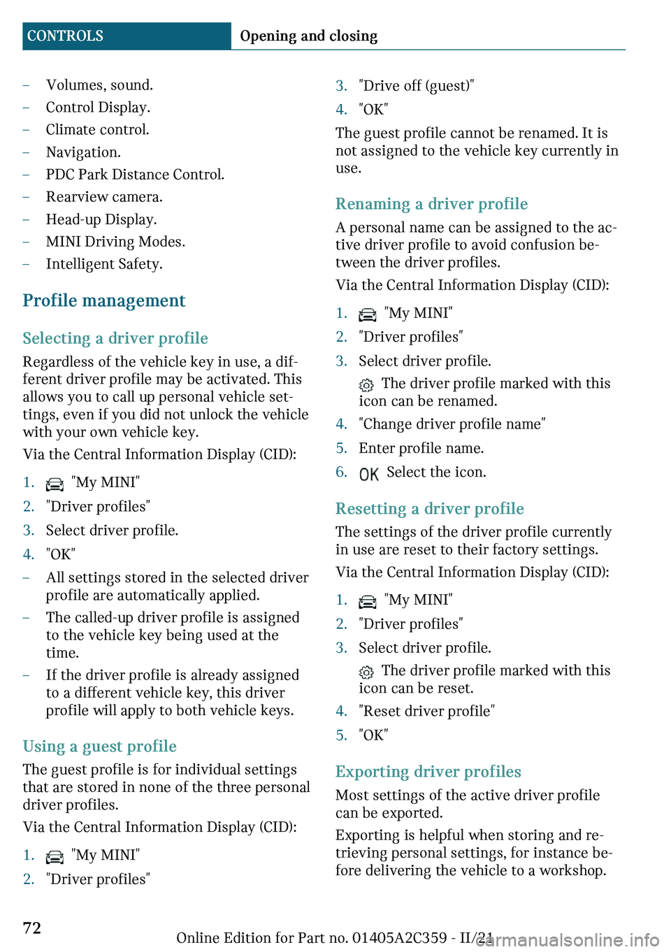 MINI COOPER CONVERTIBLE 2022 Manual PDF 