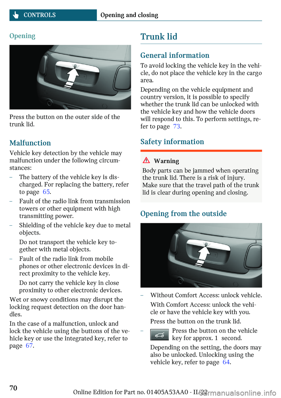 MINI COOPER CONVERTIBLE 2023 Repair Manual �O�
