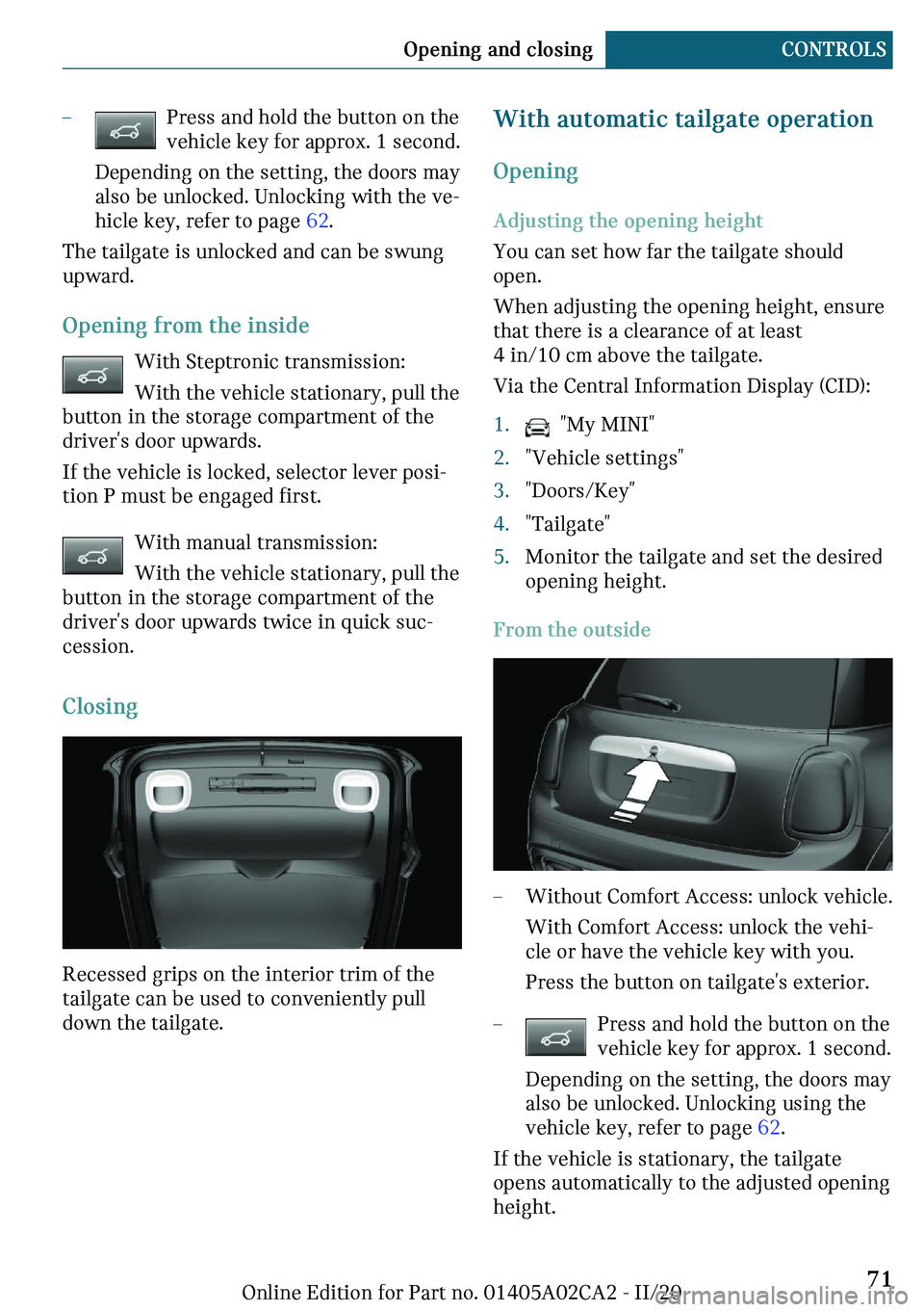MINI COUNTRYMAN 2021 Manual PDF 