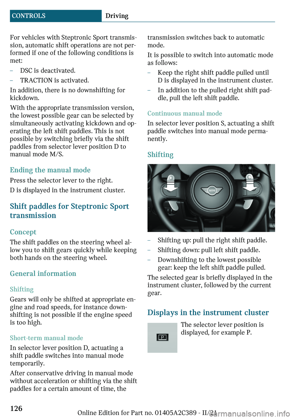 MINI COUNTRYMAN 2022  Owners Manual �F�