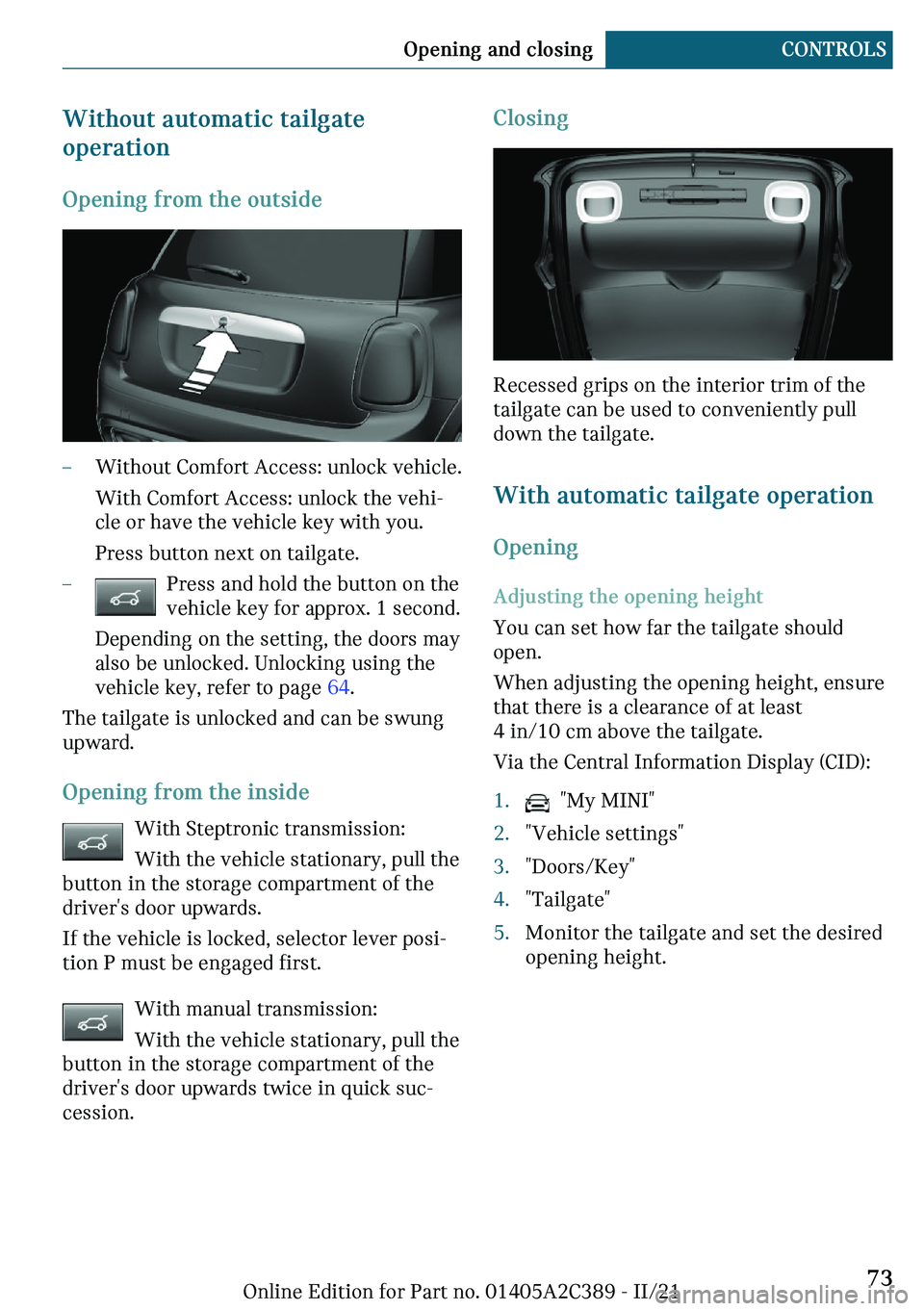 MINI COUNTRYMAN 2022 Manual PDF �W�