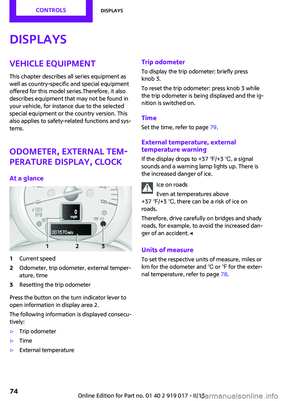 MINI COUPE ROADSTER CONVERTIBLE 2013 Manual PDF DisplaysVehicle equipment
This chapter describes all series equipment as
well as country-specific and special equipment
offered for this model series.Therefore, it also
describes equipment that may no