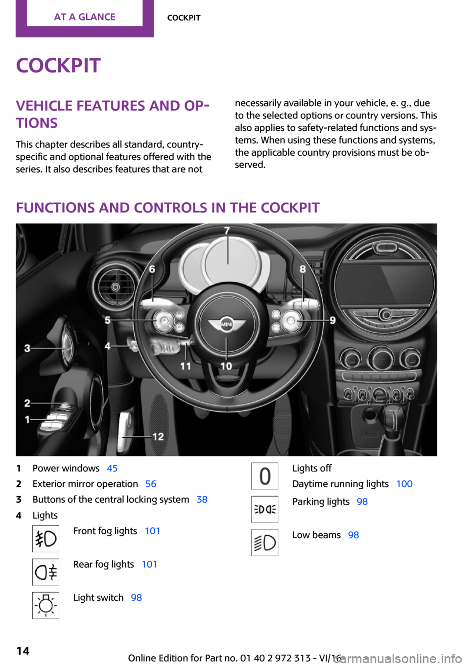 MINI 5 door 2016 User Guide �C�o�c�k�p�i�t�V�e�h�i�c�l�e��f�e�a�t�u�r�e�s��a�n�d��o�p