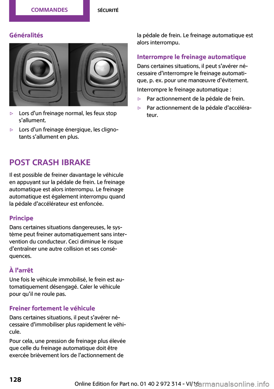 MINI 5 door 2016  Manuel du propriétaire (in French) �G�é�n�é�r�a�l�i�t�é�s