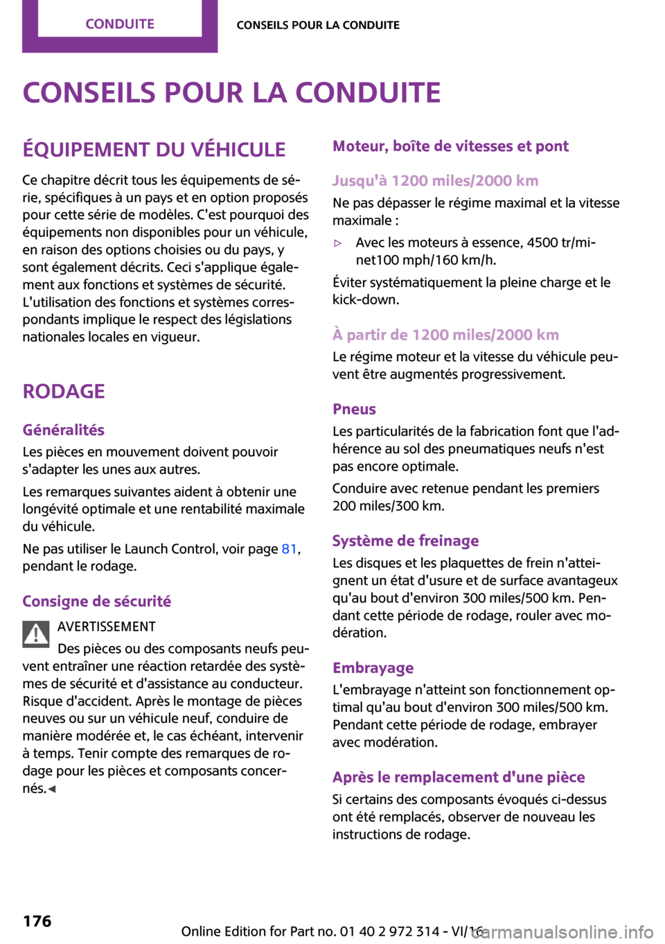 MINI 5 door 2016  Manuel du propriétaire (in French) �C�o�n�s�e�i�l�s��p�o�u�r��l�a��c�o�n�d�u�i�t�e�