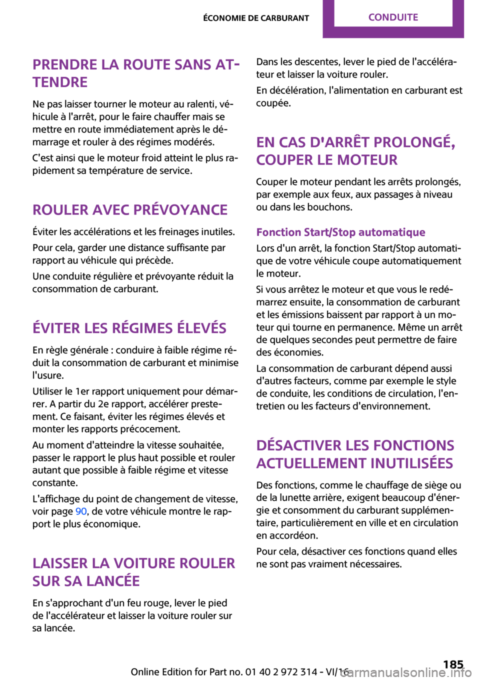 MINI 5 door 2016  Manuel du propriétaire (in French) �P�r�e�n�d�r�e��l�a��r�o�u�t�e��s�a�n�s��a�t
