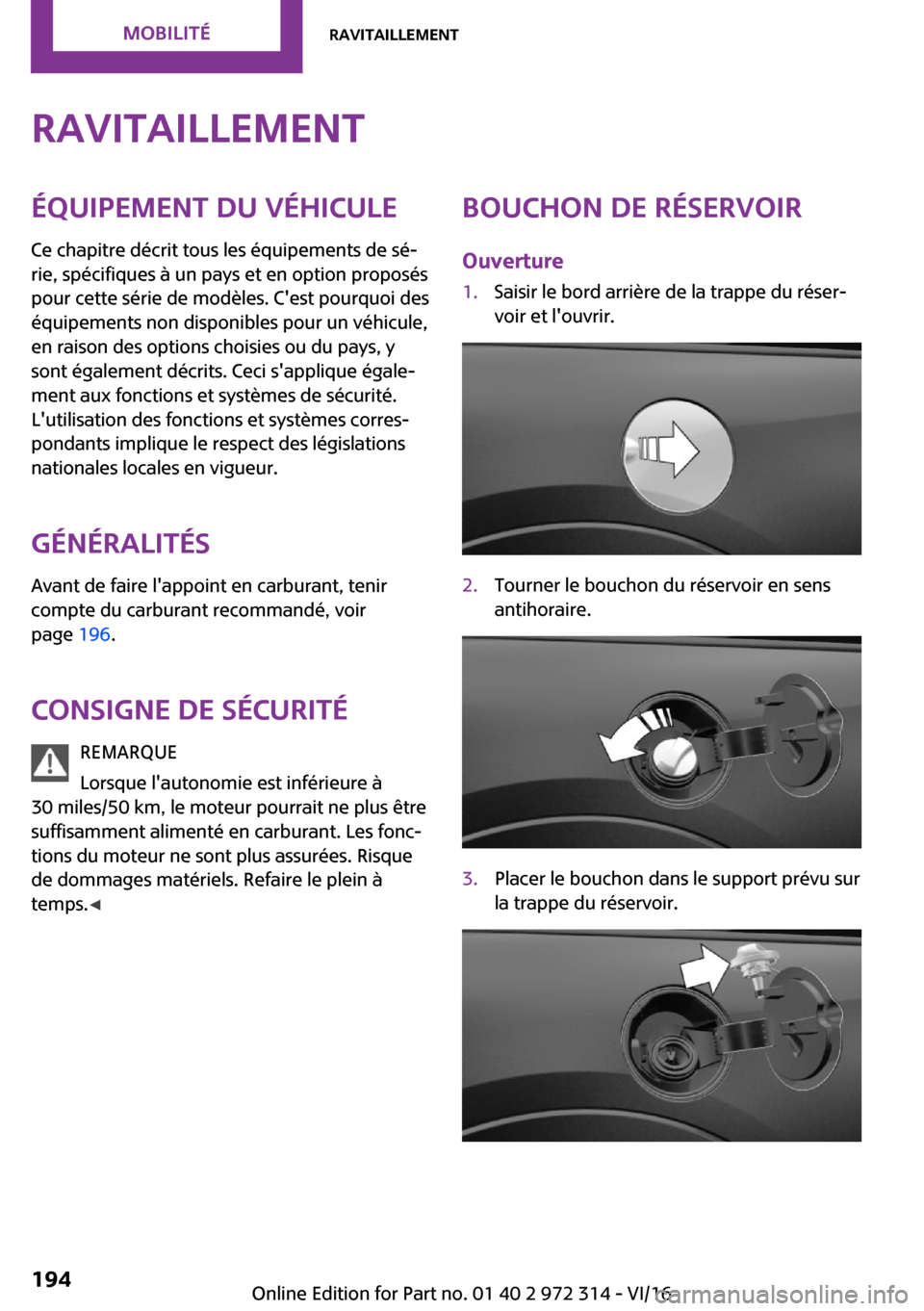MINI 5 door 2016  Manuel du propriétaire (in French) �R�a�v�i�t�a�i�l�l�e�m�e�n�t�