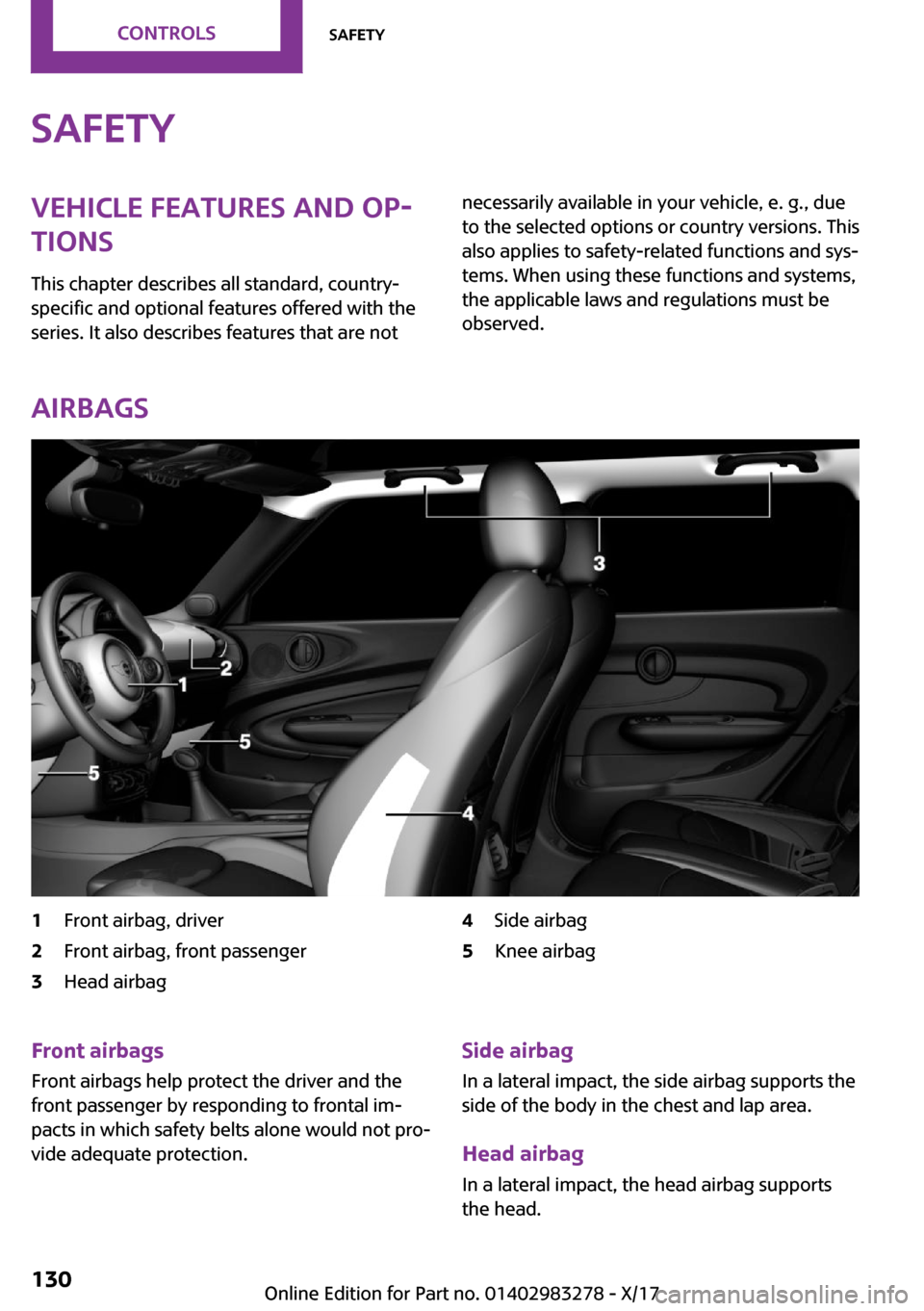 MINI Clubman 2018  Owners Manual �S�a�f�e�t�y�V�e�h�i�c�l�e��f�e�a�t�u�r�e�s��a�n�d��o�p