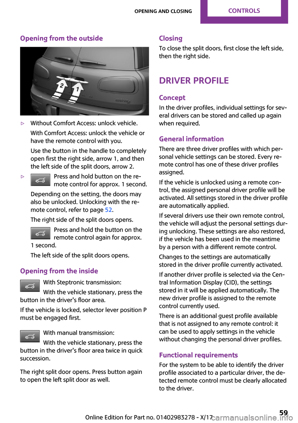 MINI Clubman 2018 Workshop Manual �O�p�e�n�i�n�g��f�r�o�m��t�h�e��o�u�t�s�i�d�e