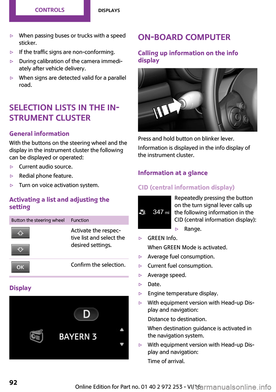 MINI Clubman 2016 Owners Manual 