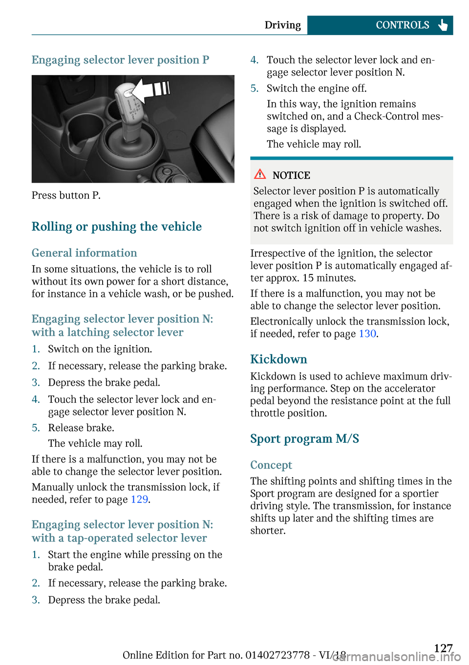 MINI Convertible 2019  Owners Manual ��n�g�