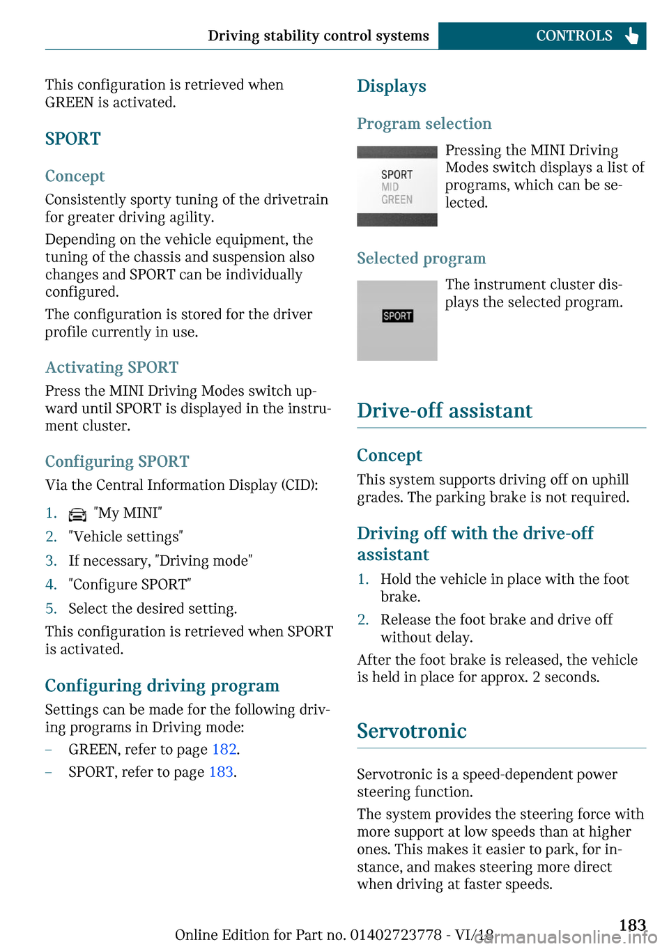 MINI Convertible 2019  Owners Manual �m�