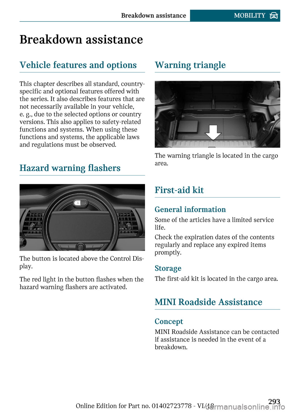MINI Convertible 2019  Owners Manual �B�r�