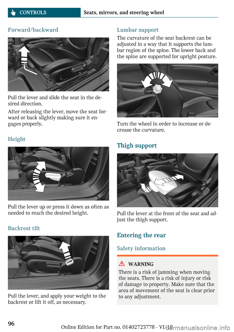 MINI Convertible 2019 Owners Manual �F�