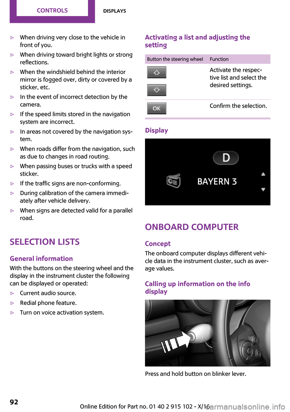 MINI Convertible 2017 Owners Manual 