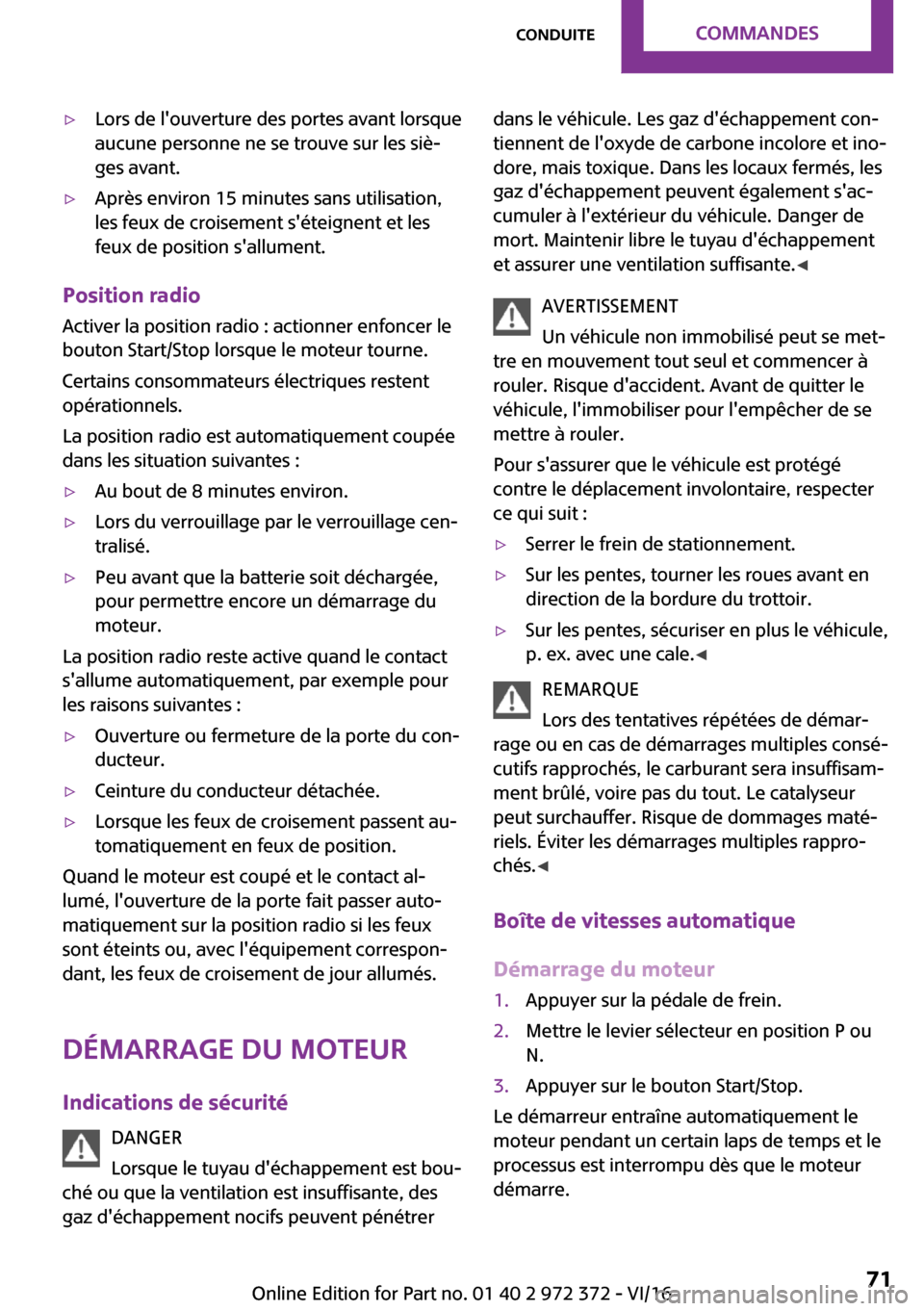 MINI Convertible 2016  Manuel du propriétaire (in French) 