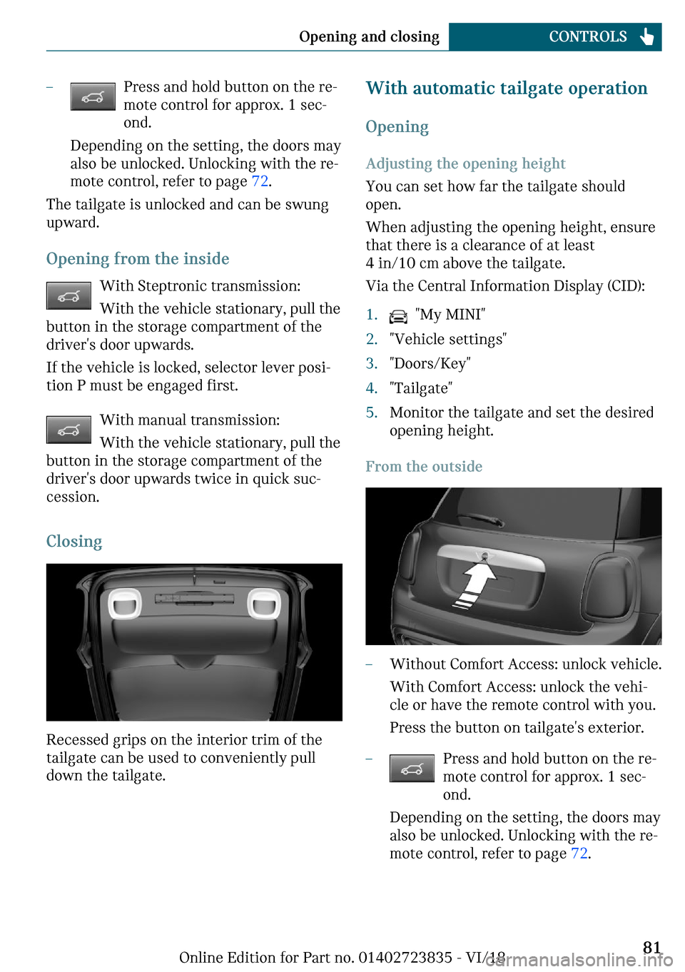 MINI Countryman 2019 Manual Online 