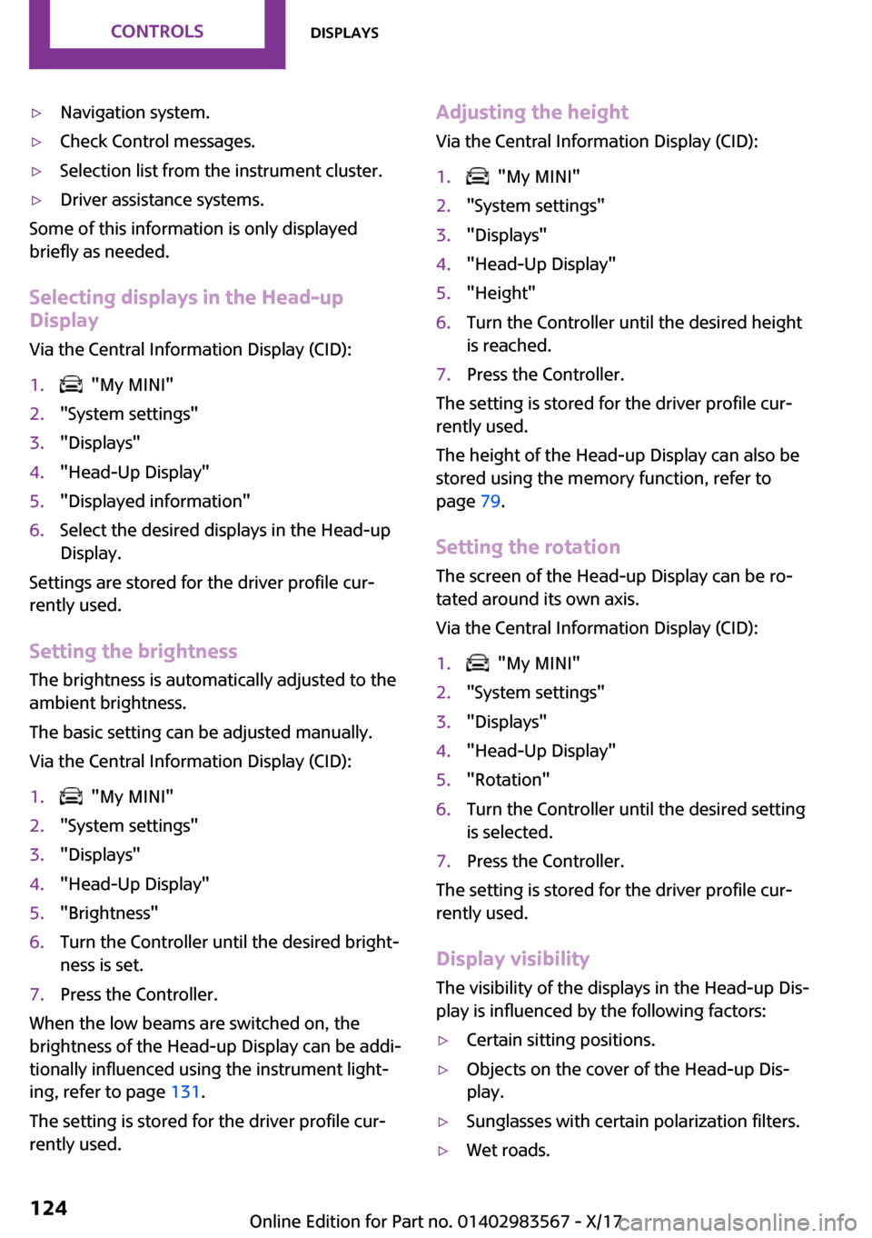 MINI Countryman 2018  Owners Manual 