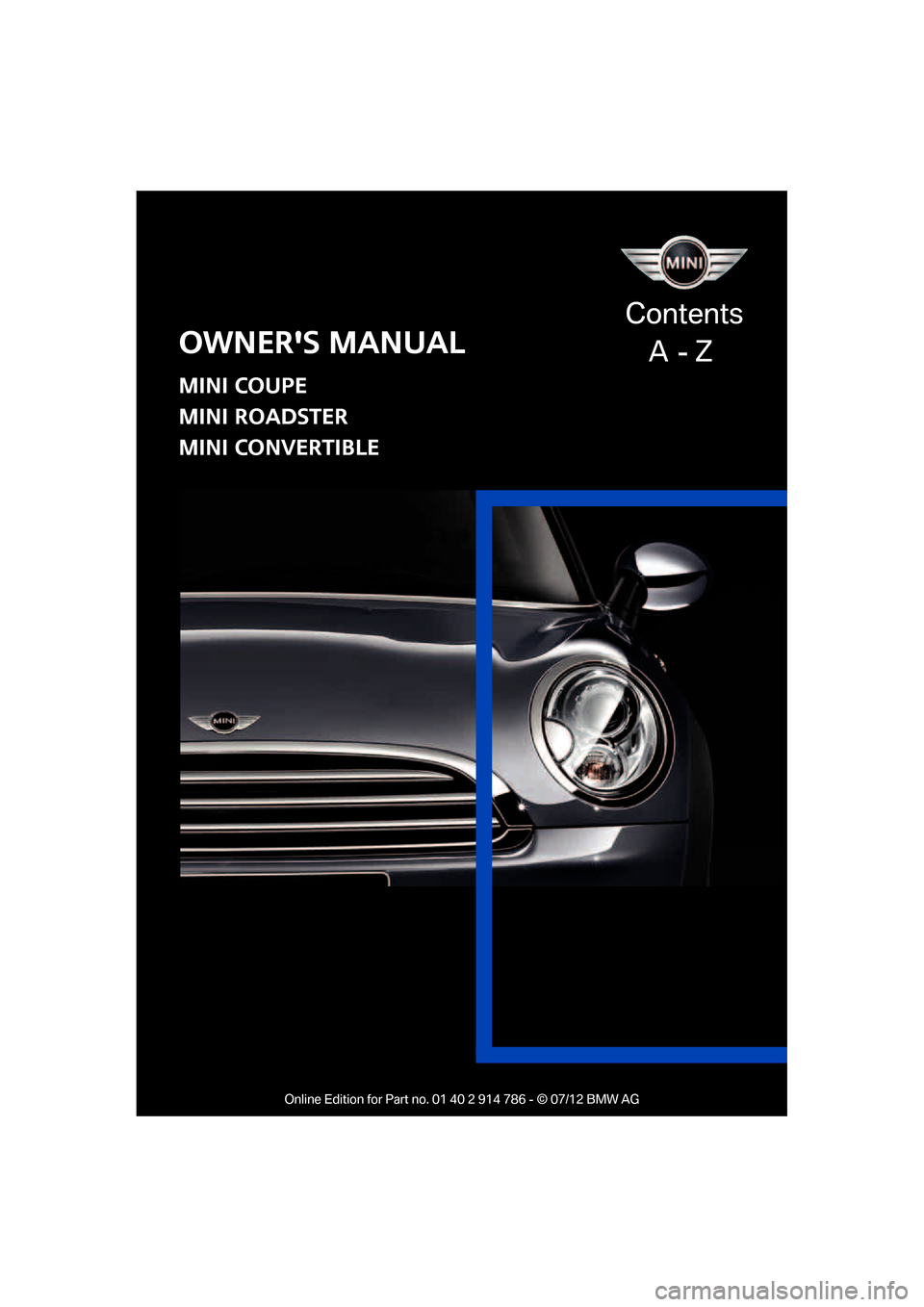 MINI Coupe 2012  Owners Manual 